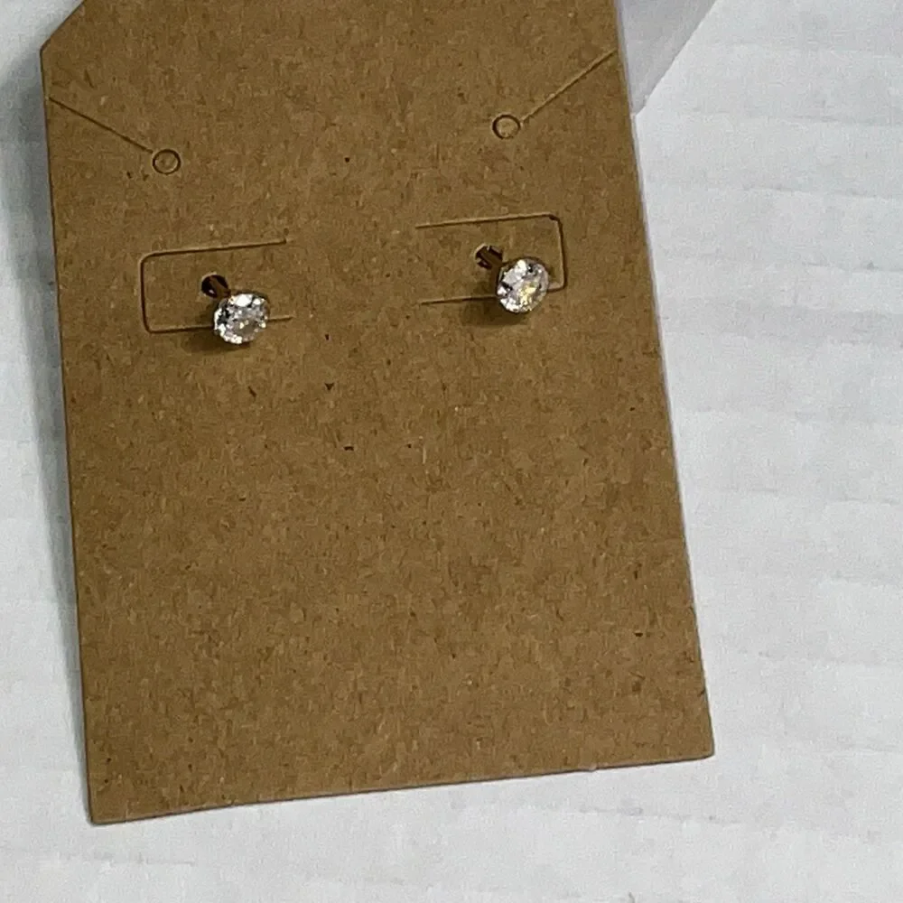 Cubic Zirconia Stud Earrings Hypoallergenic Surgical Steel Sensitive Ear New